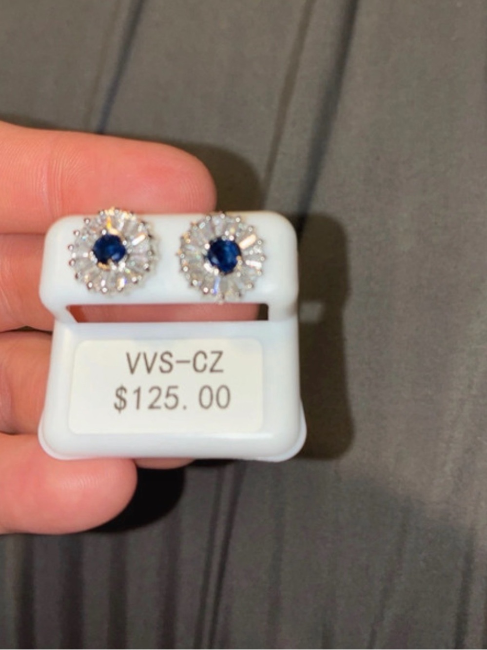 Classic Blue Center Halo Stud Earrings -